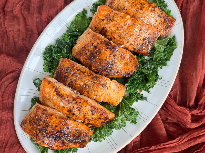 Brown Butter Salmon with Crispy Onions &amp; Kale