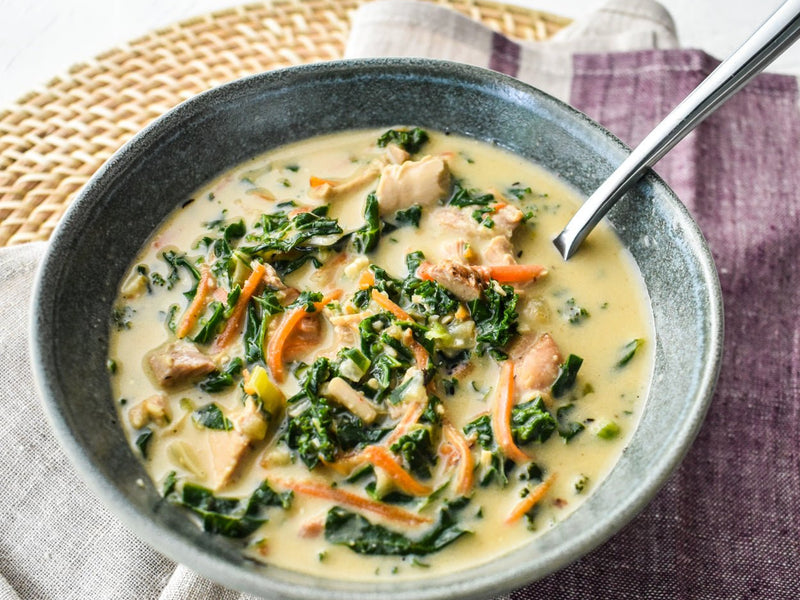 Creamy Chicken, Bacon, &amp; Kale Soup