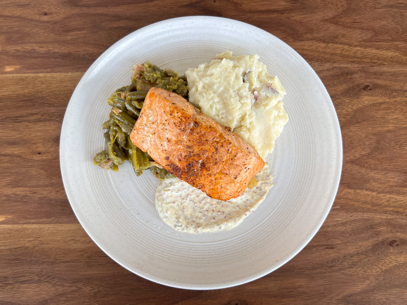 Salmon with Mashed Potatoes &amp; Homestyle Green Beans