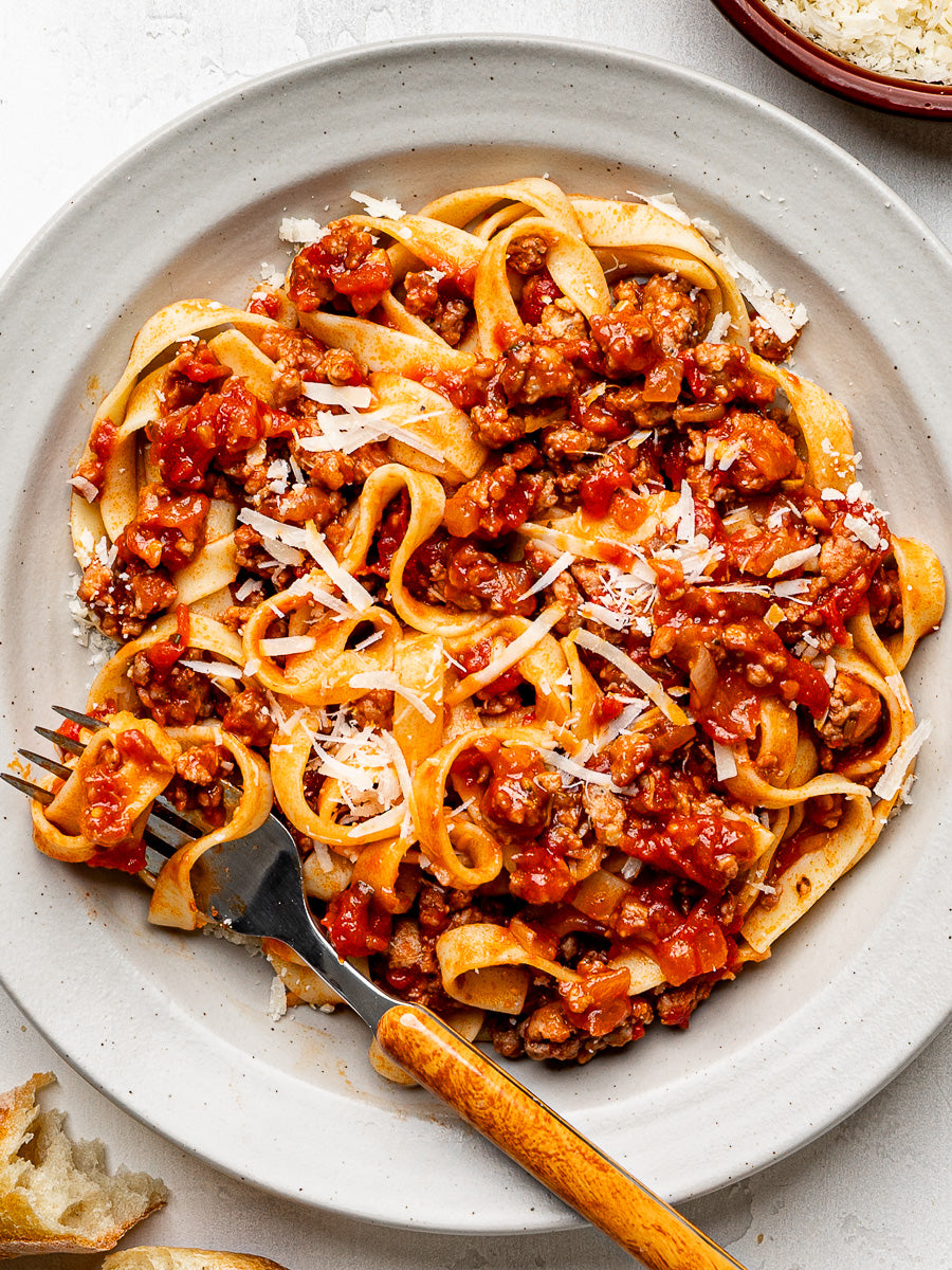 Spicy Sausage Ragu with Fettuccine