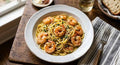 Shrimp Scampi with Fettucine