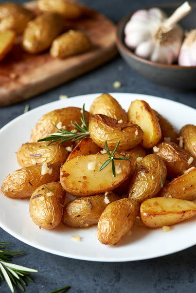 Crispy Fingerling Potatoes w/ Rosemary Garlic Butter