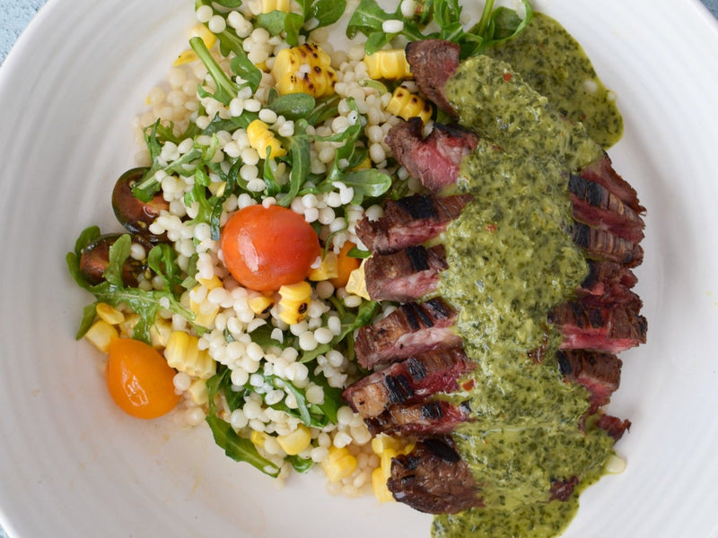 Grilled Flank Steak and Summer Cous Cous Salad